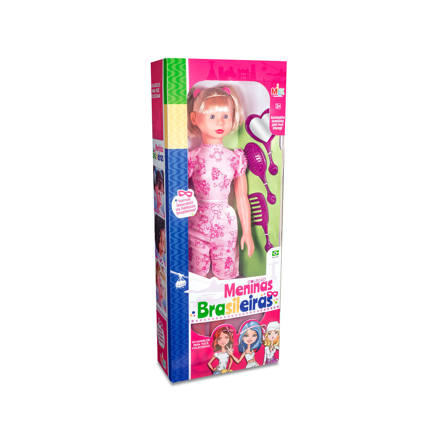 Lojas-TEM-Boneca-Coleção-Meninas-Brasileiras-Loira-Milk-Brinquedos
