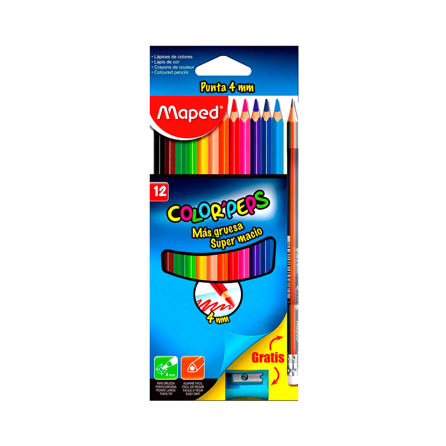 Lápis Cor Color 12 Cores Apontador Lápis Grafite Maped (1)